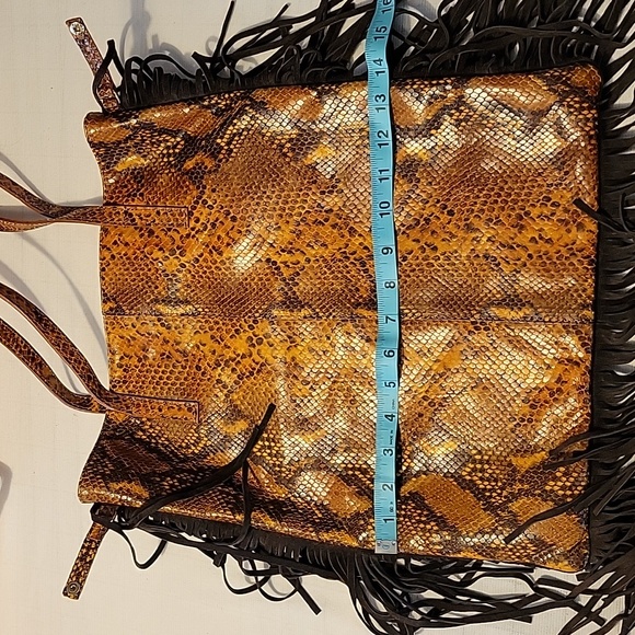 Via Repubblica Snake Skin Fringe Satchel - Picture 5 of 10